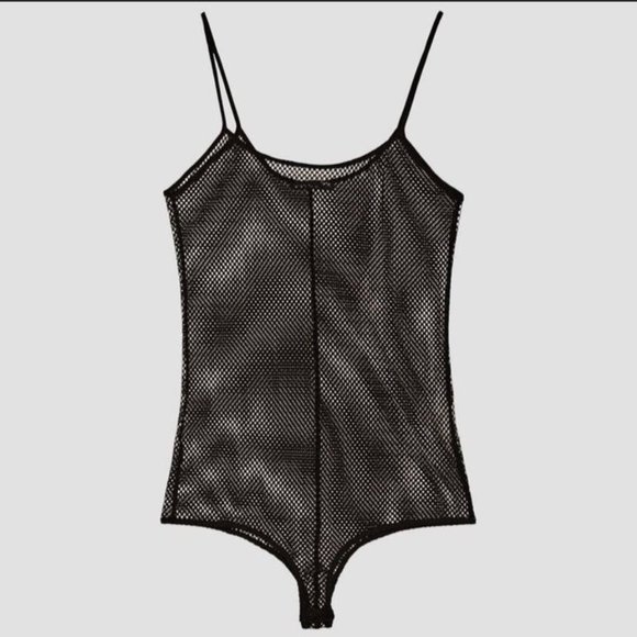 Zara Tops - Black Mesh Sheer Zara Bodysuit